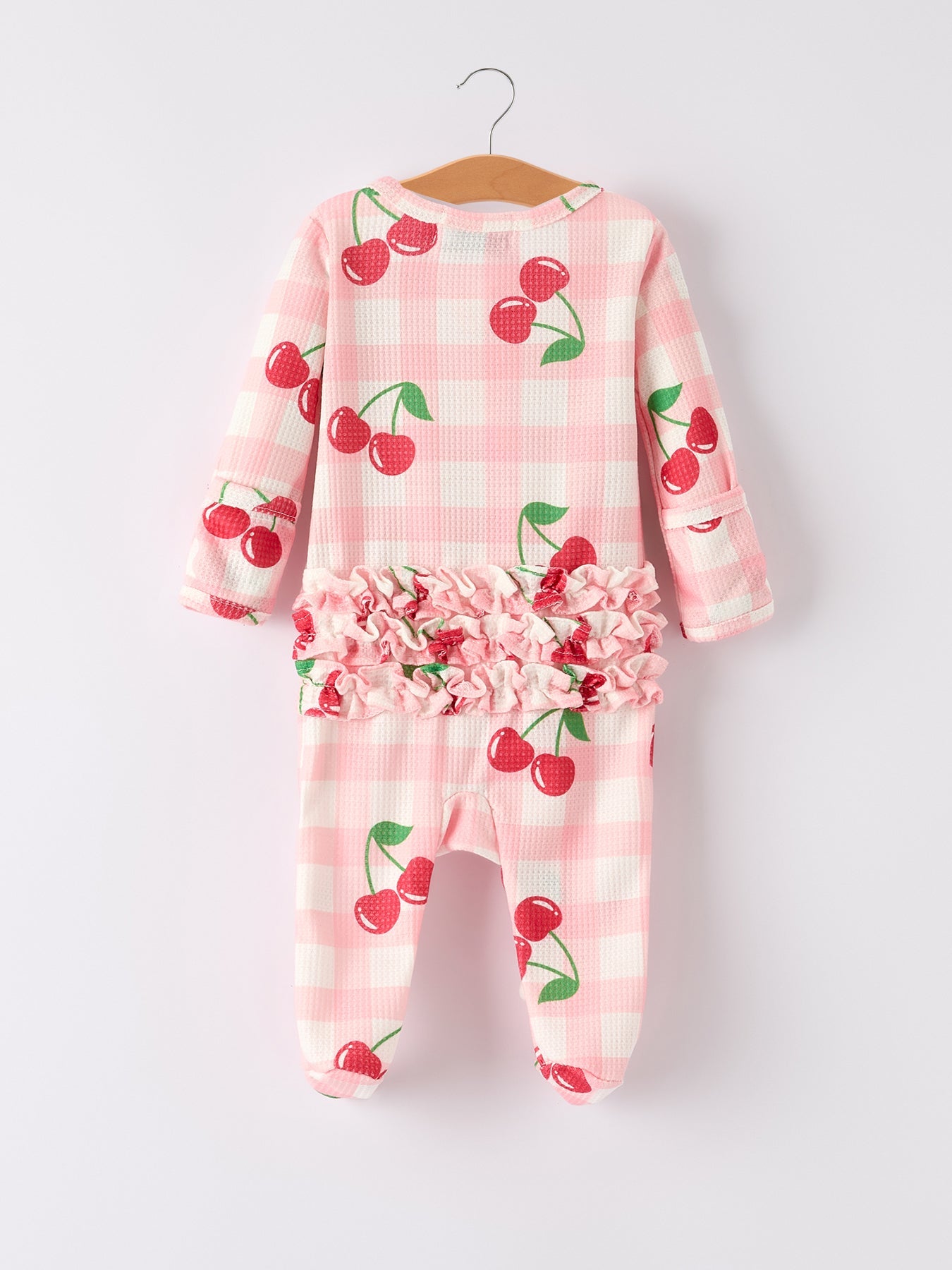Nina - Waffle Cherry Plaid Girl's Romper