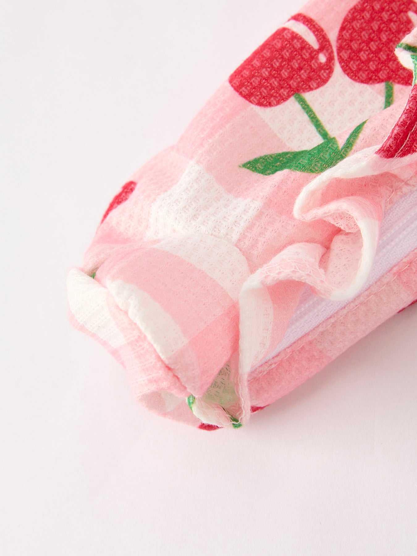 Nina - Waffle Cherry Plaid Girl's Romper