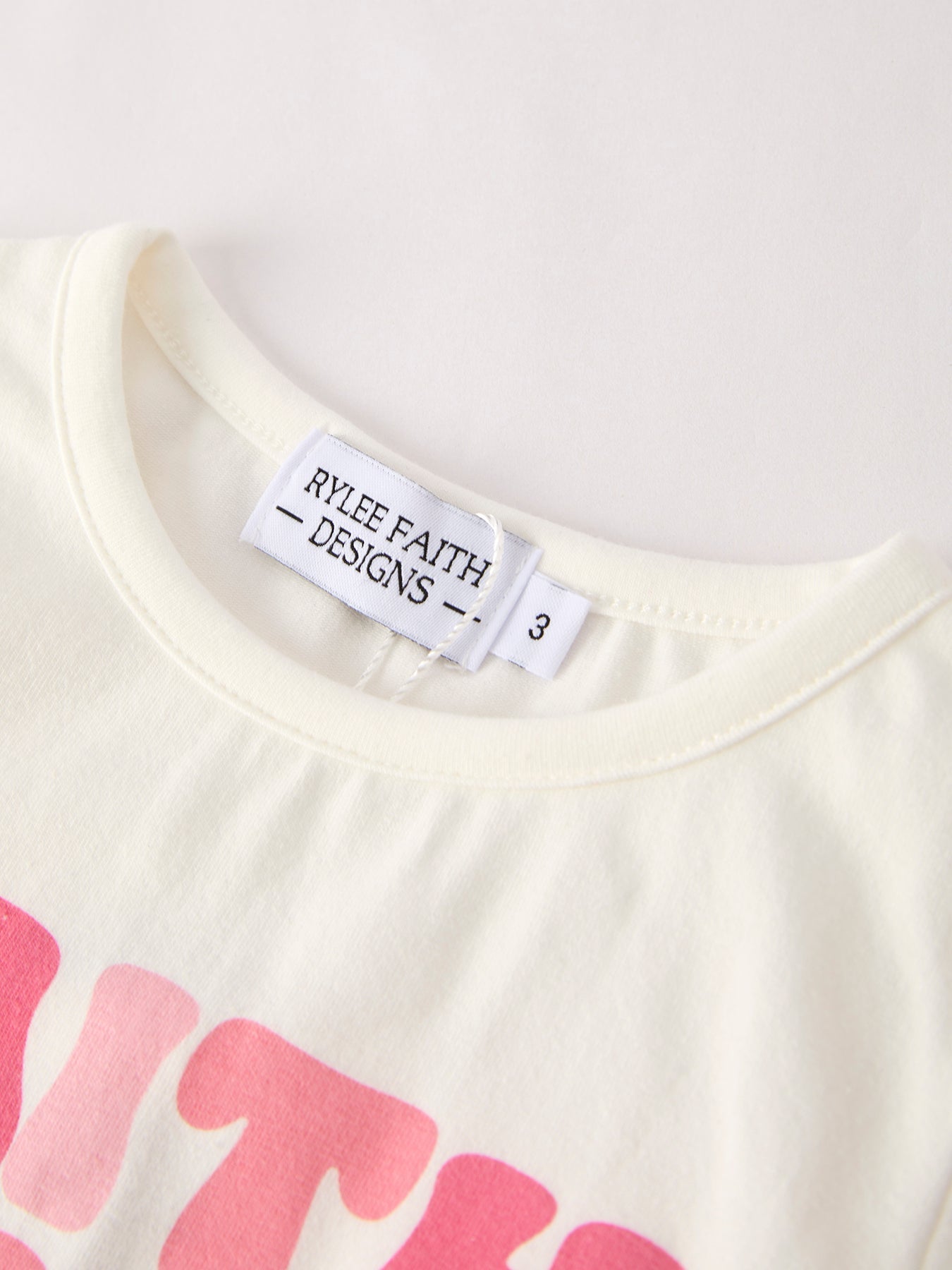 Faith Over Fear T-shirt + Pink Bow Printed Denim Skirt