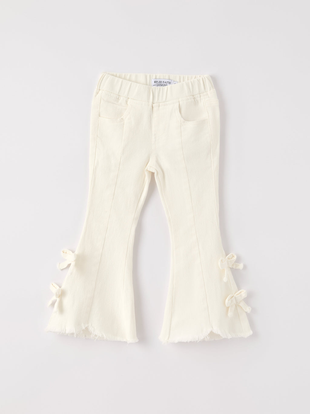 Mina - White Denim Pants with Bows