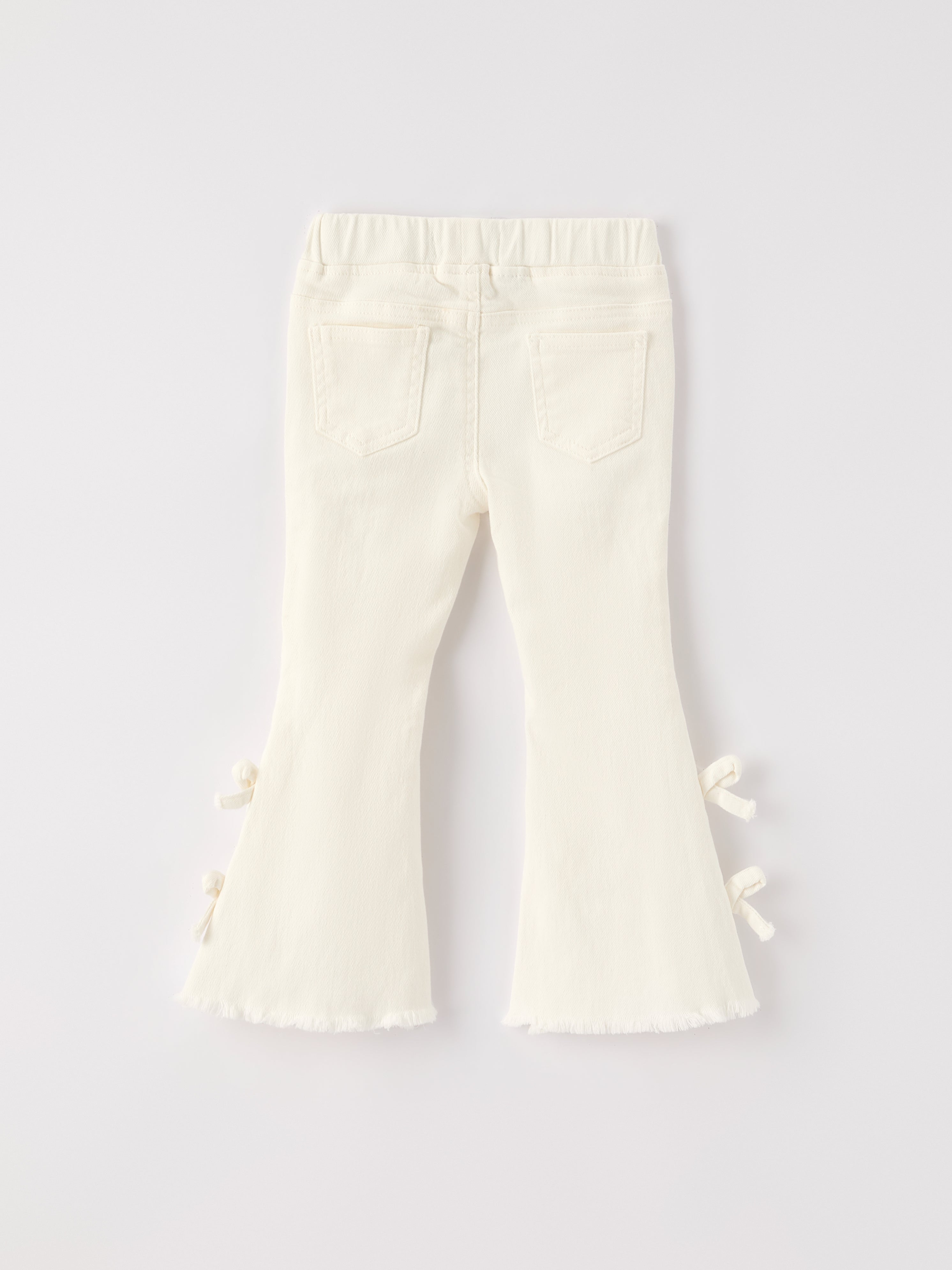 Mina - White Denim Pants with Bows