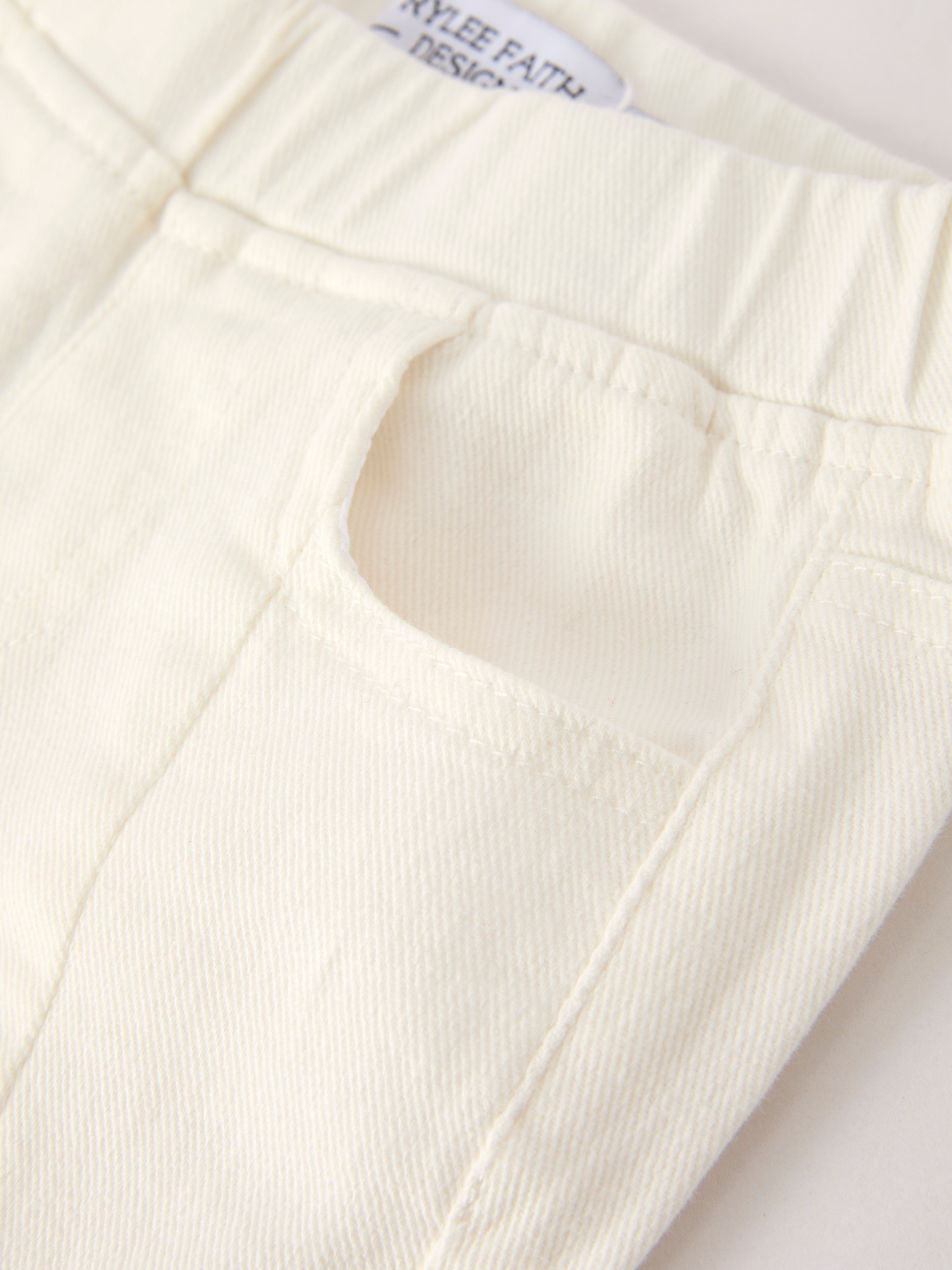 Mina - White Denim Pants with Bows