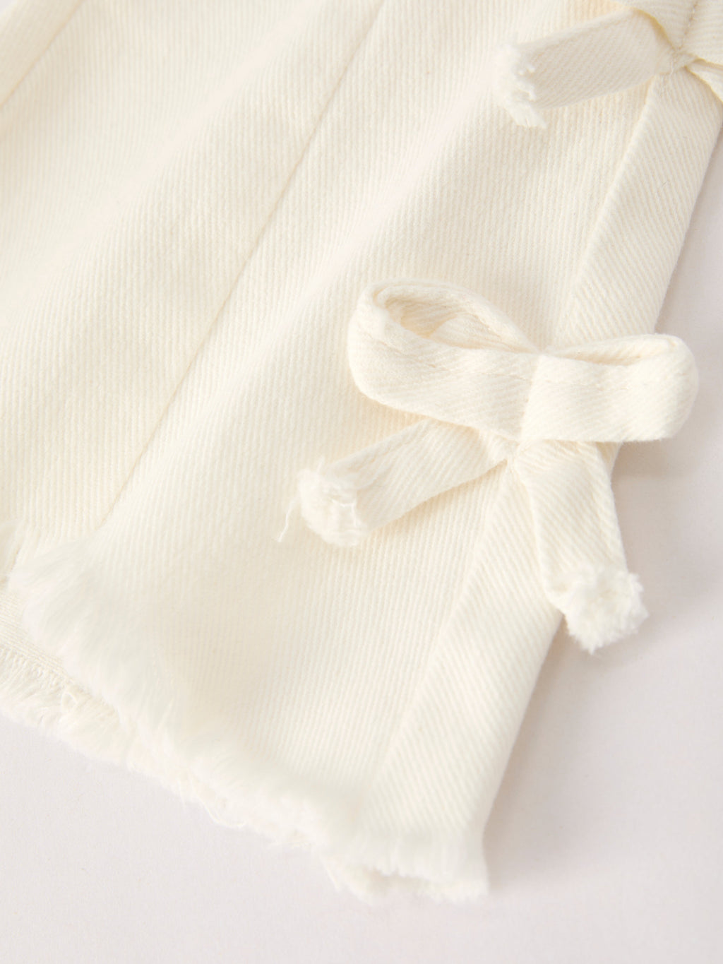 Mina - White Denim Pants with Bows