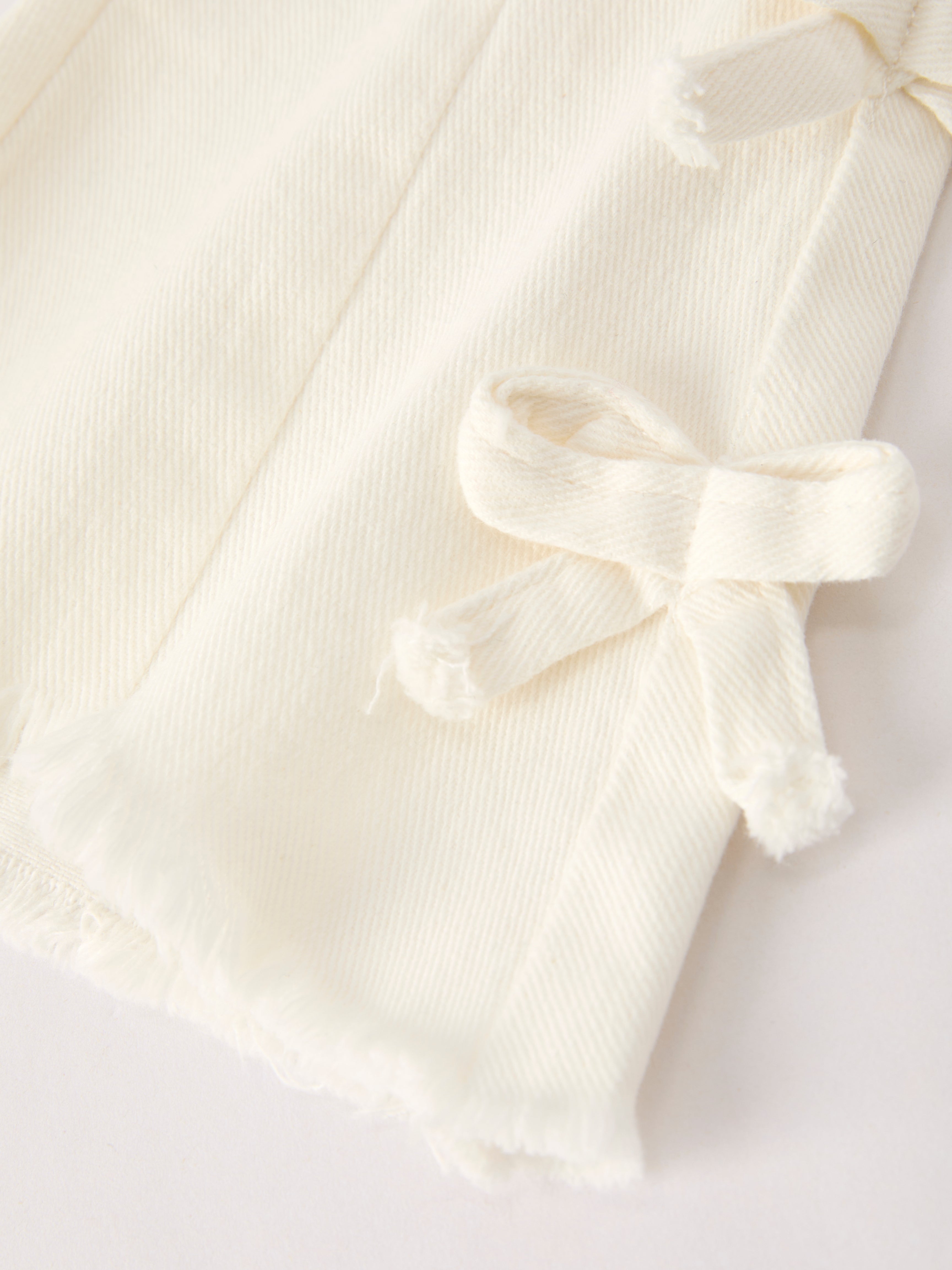 Mina - White Denim Pants with Bows
