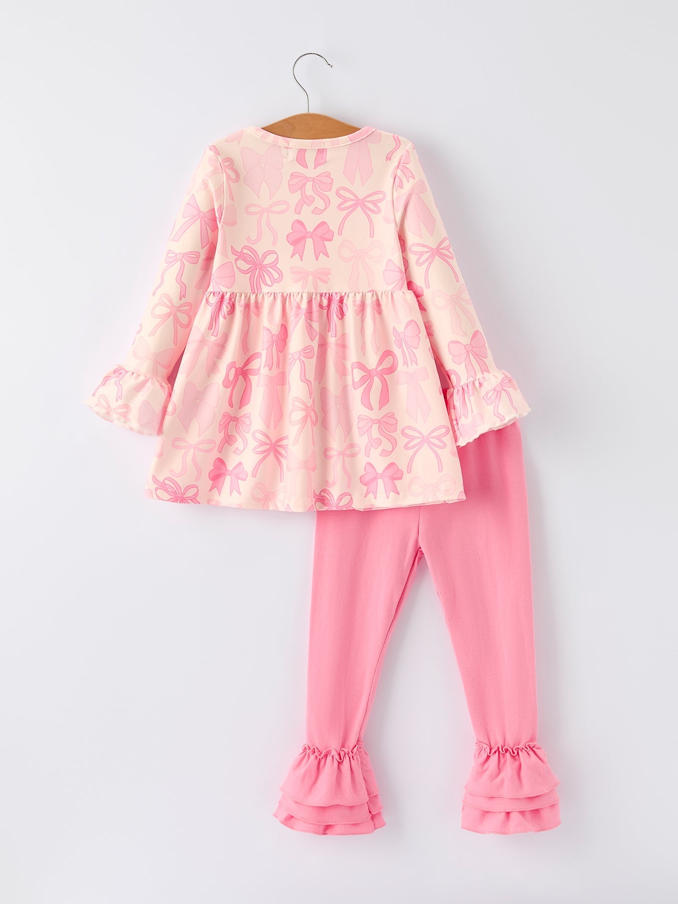 Brielle - Girl's Pink Bow Print Set