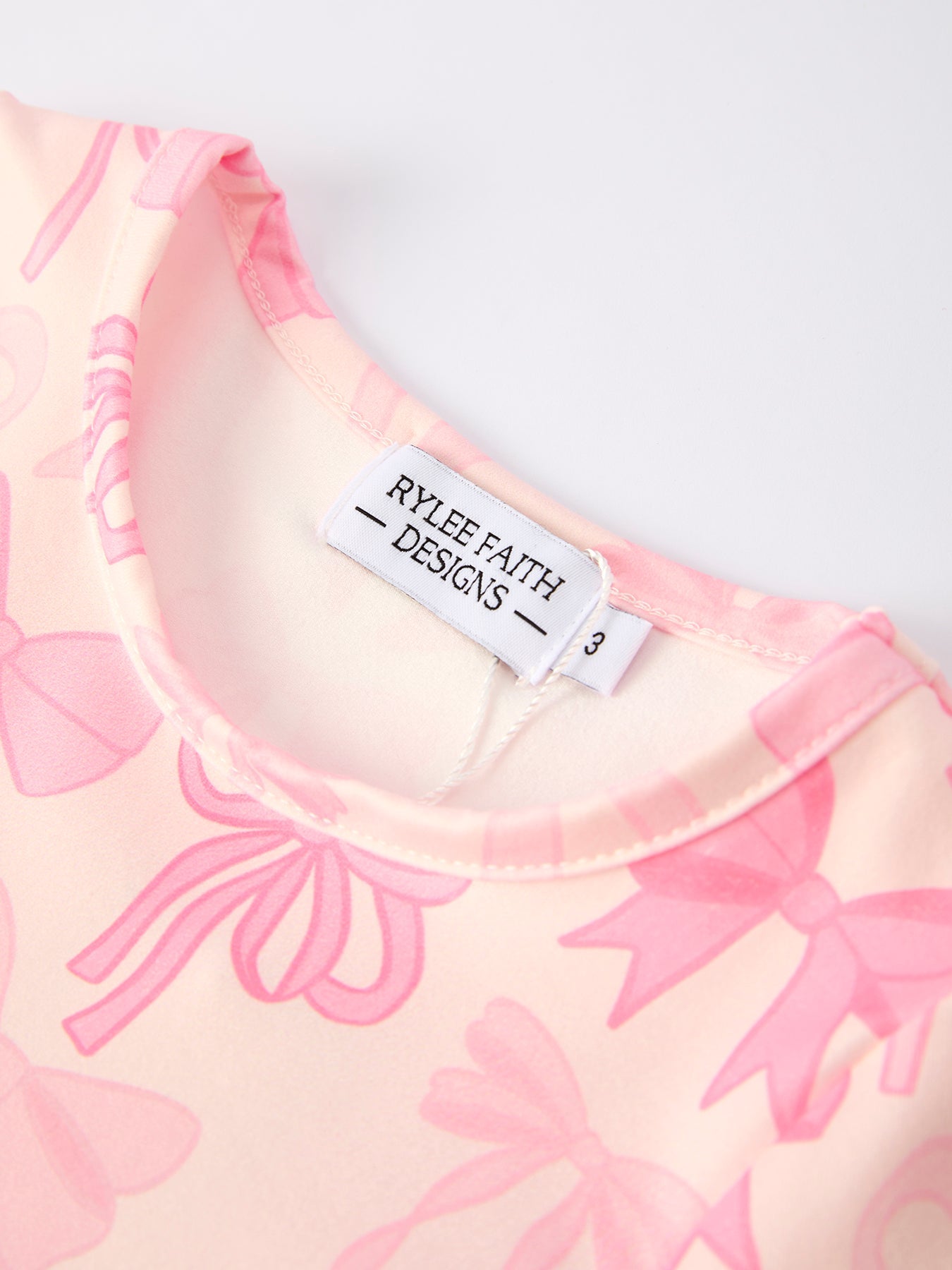 Brielle - Girl's Pink Bow Print Set