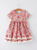 Hazel - Sweet Floral Pattern Dress with Pockets and Ruffle Hem