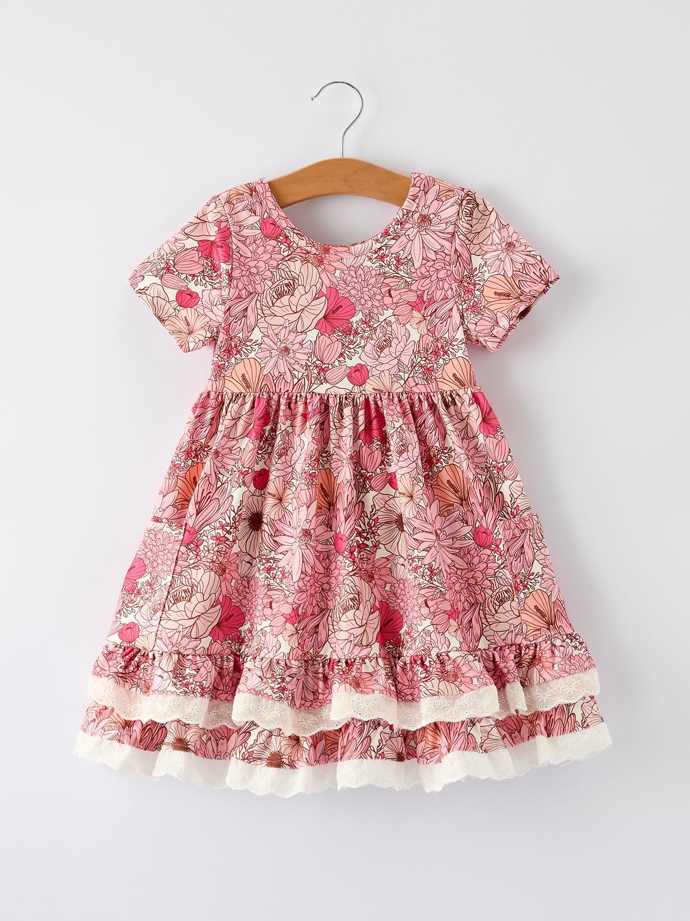 Hazel - Sweet Floral Pattern Dress with Pockets and Ruffle Hem