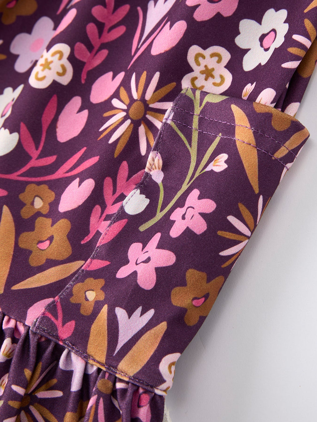 Elizabeth - Retro Floral Print Short Sleeve Girls Dress with Pockets