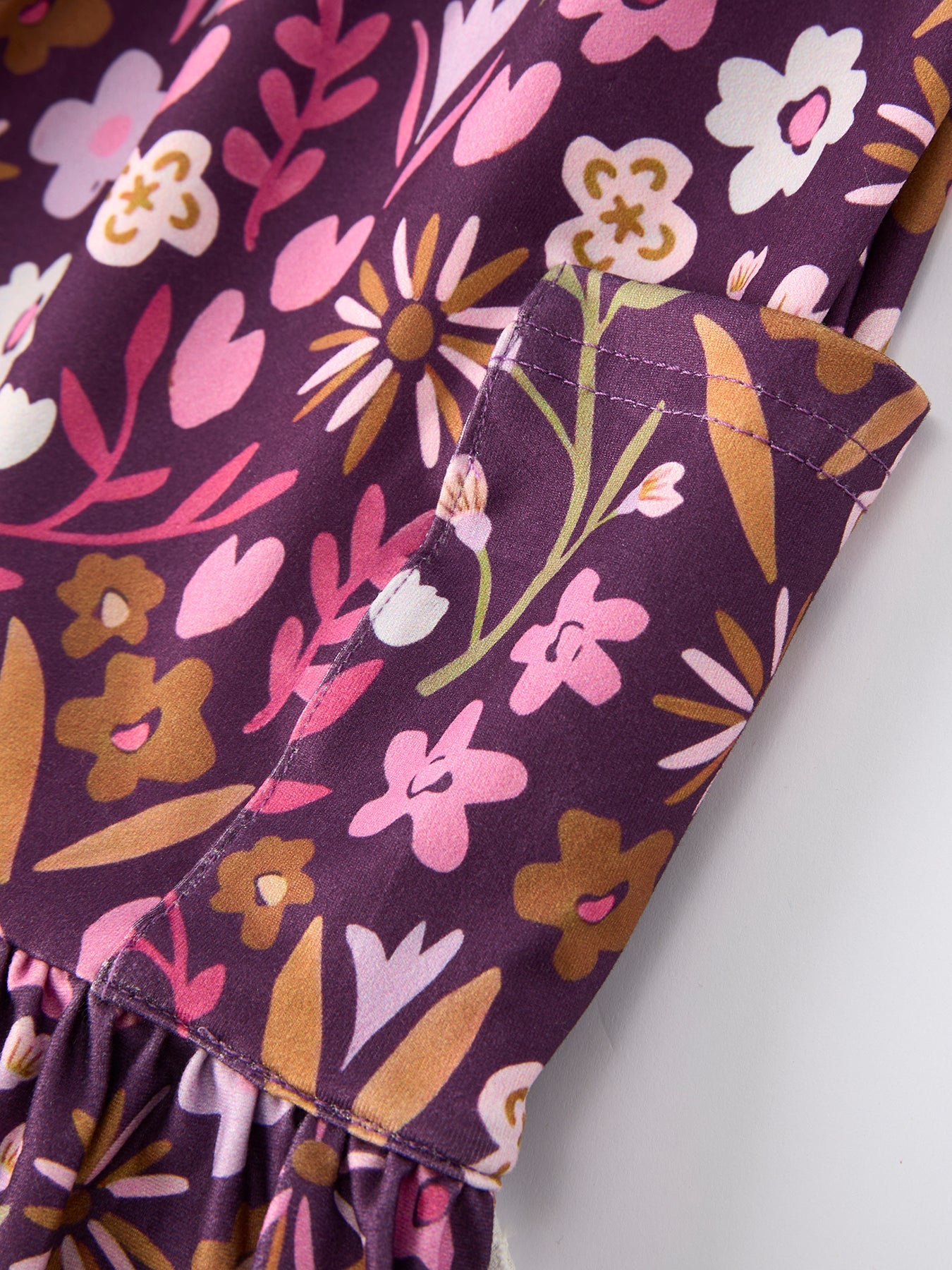 Elizabeth - Retro Floral Print Short Sleeve Girls Dress with Pockets