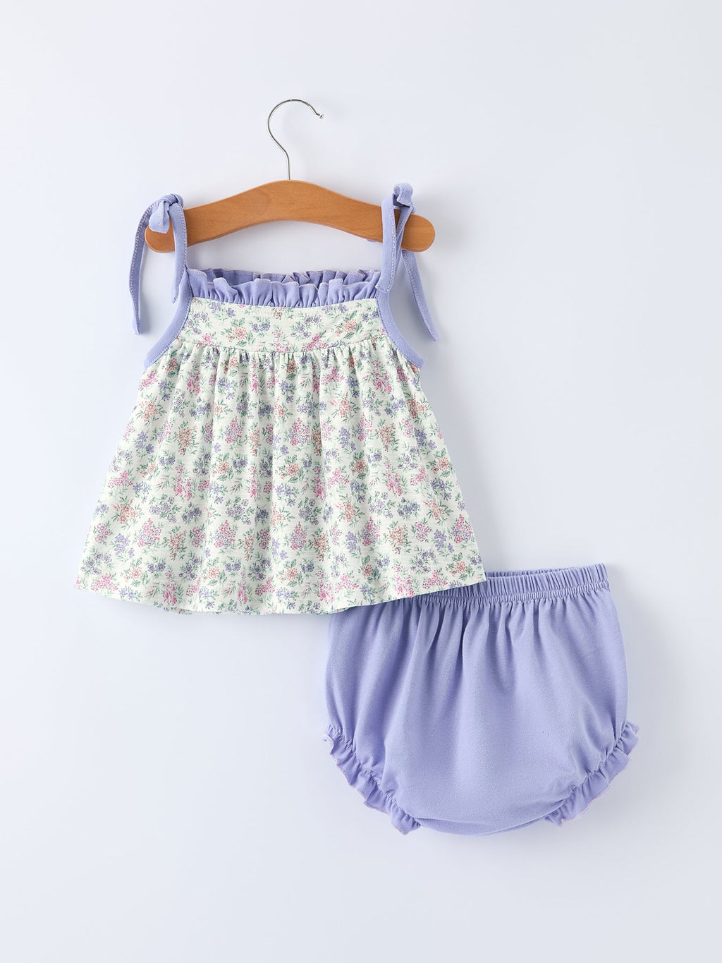 Corrine - Purple Floral Embroidery Baby Girls Bloomers Set