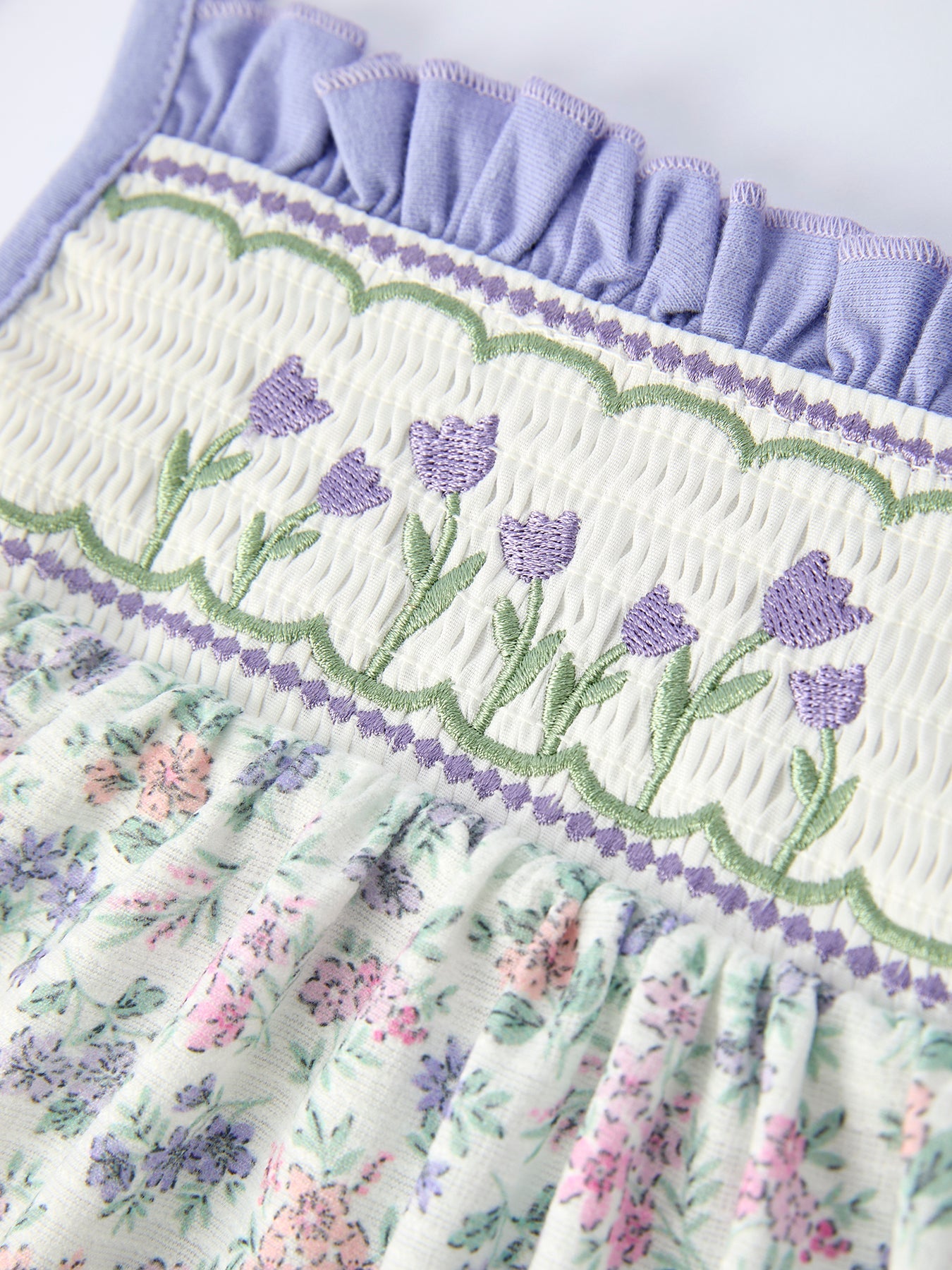 Corrine - Purple Floral Embroidery Baby Girls Bloomers Set