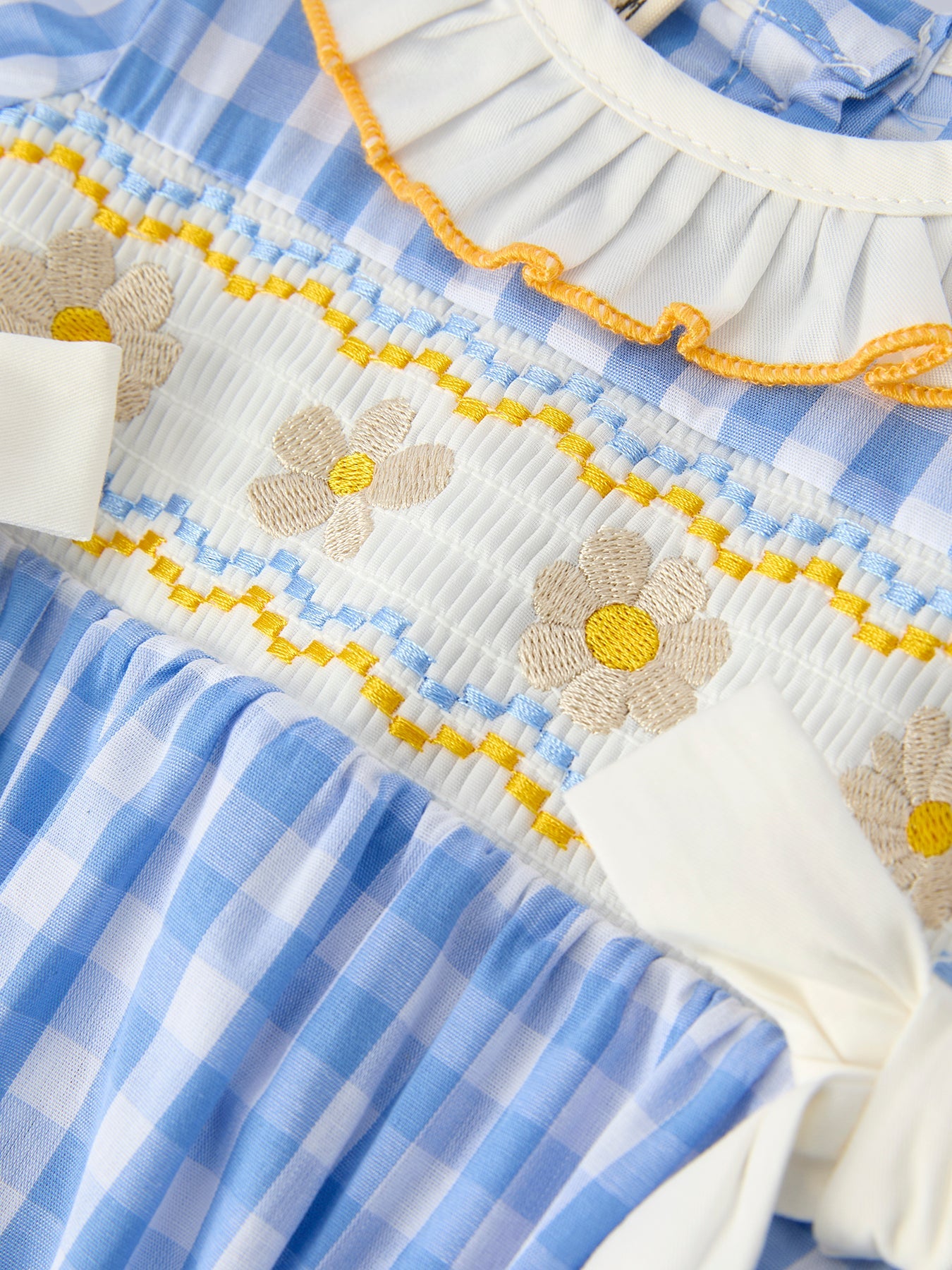 Mira Mini - Spring Daisy Bow Baby Girl Romper