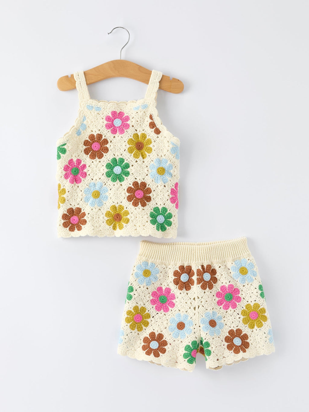 Ava - Crochet-Style Floral Girls’ Set