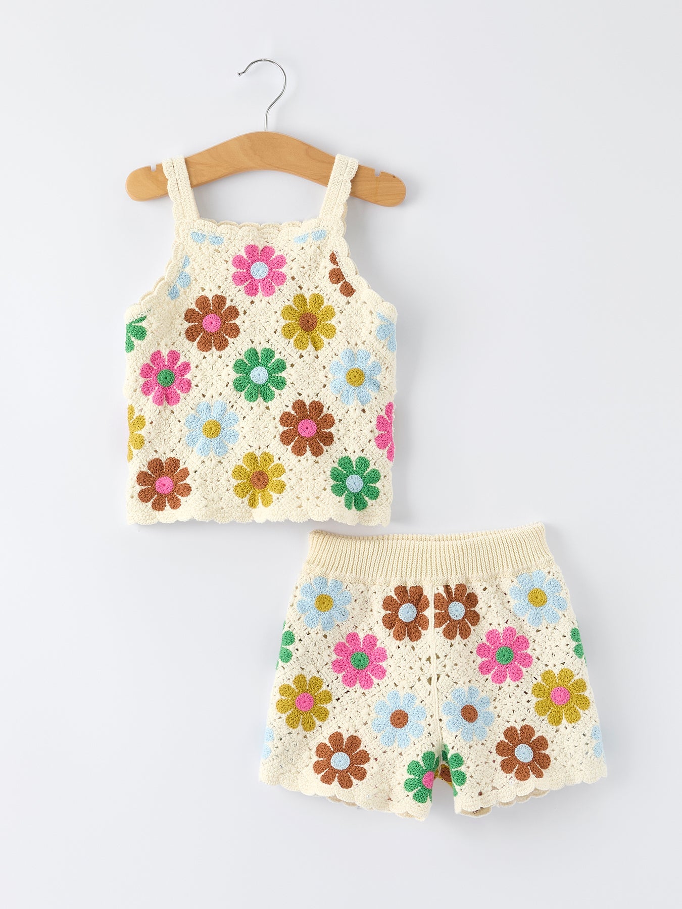 Ava - Crochet-Style Floral Girls’ Set