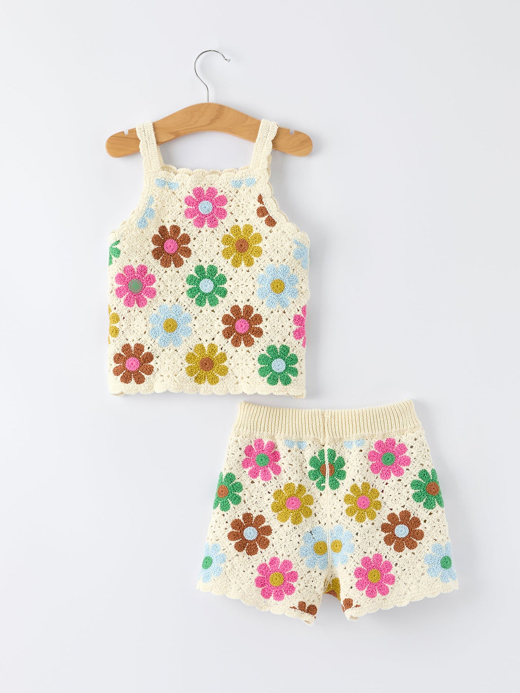 Ava - Crochet-Style Floral Girls’ Set