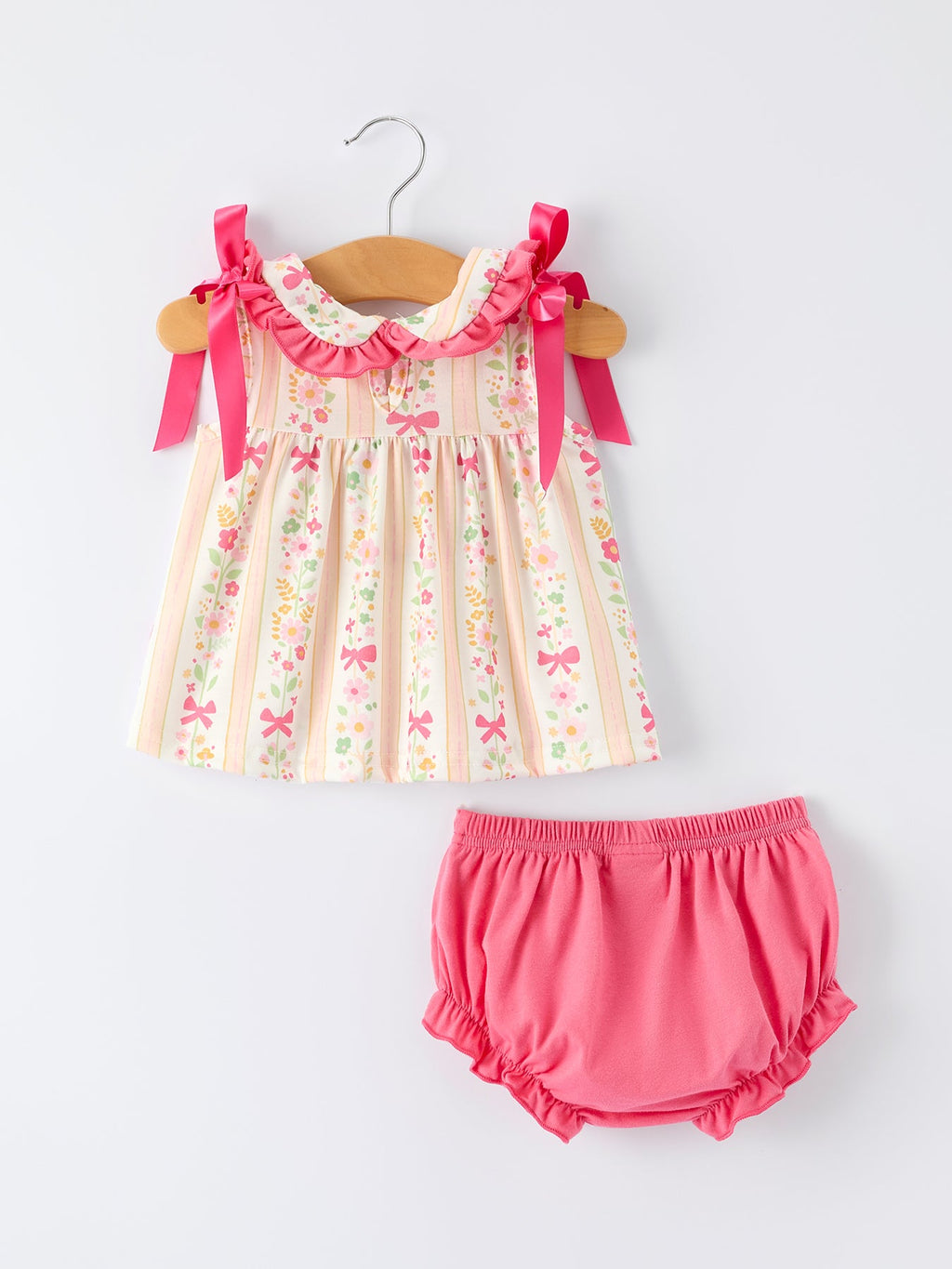 Hailey - Spring Floral Bow Ruffle Bloomer Set