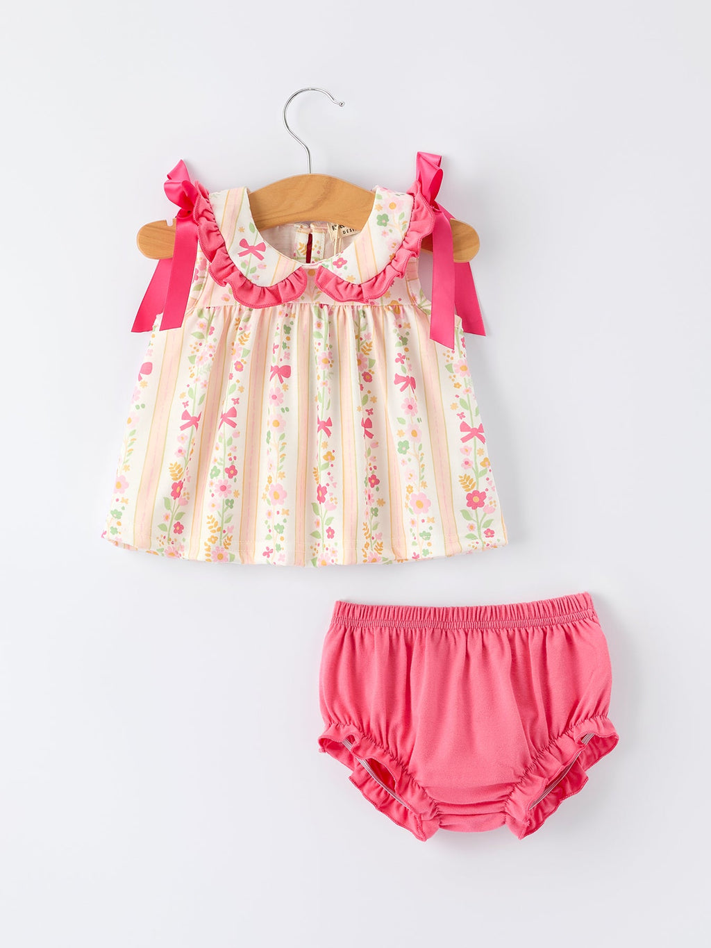 Hailey - Spring Floral Bow Ruffle Bloomer Set