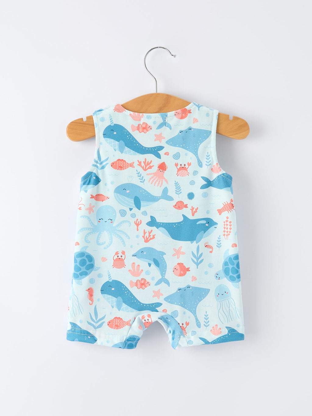 Liam - Marine Animal Embroidered Baby Boys' Romper