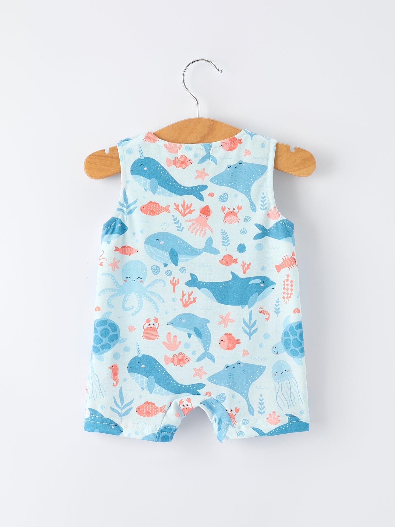 Liam - Marine Animal Embroidered Baby Boys' Romper