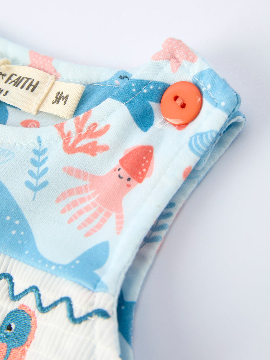 Liam - Marine Animal Embroidered Baby Boys' Romper