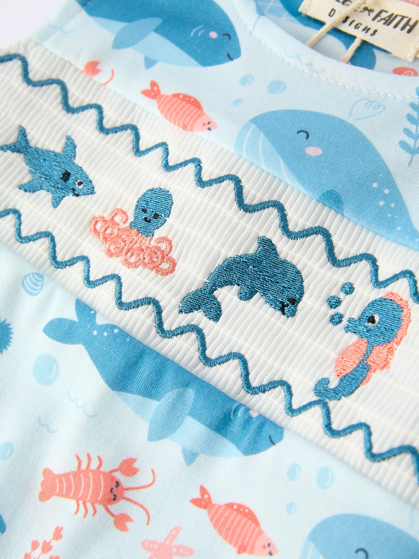 Liam - Marine Animal Embroidered Baby Boys' Romper