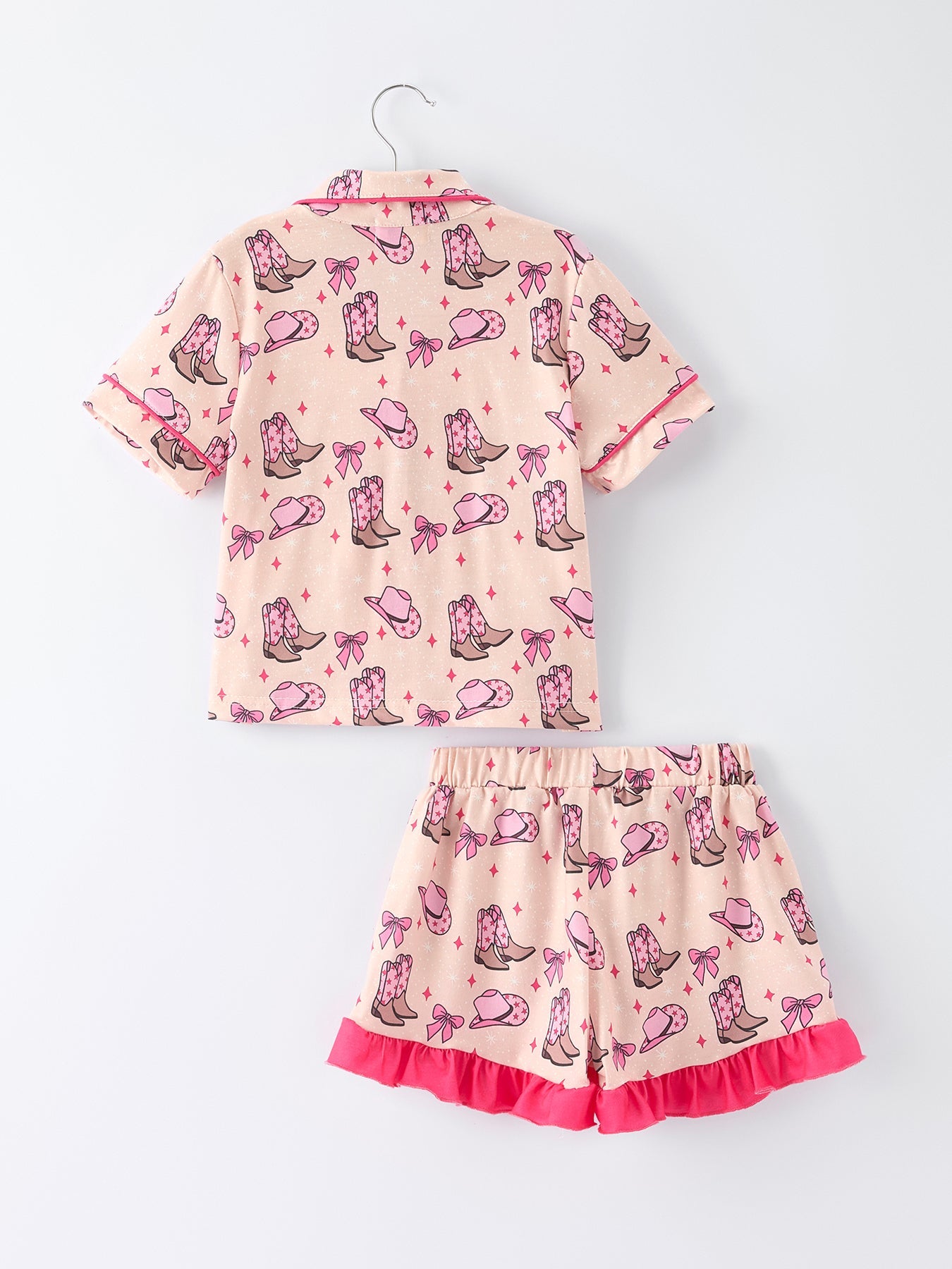 Mommy & Me Pink Cowgirl Print Ruffle Pajama Set