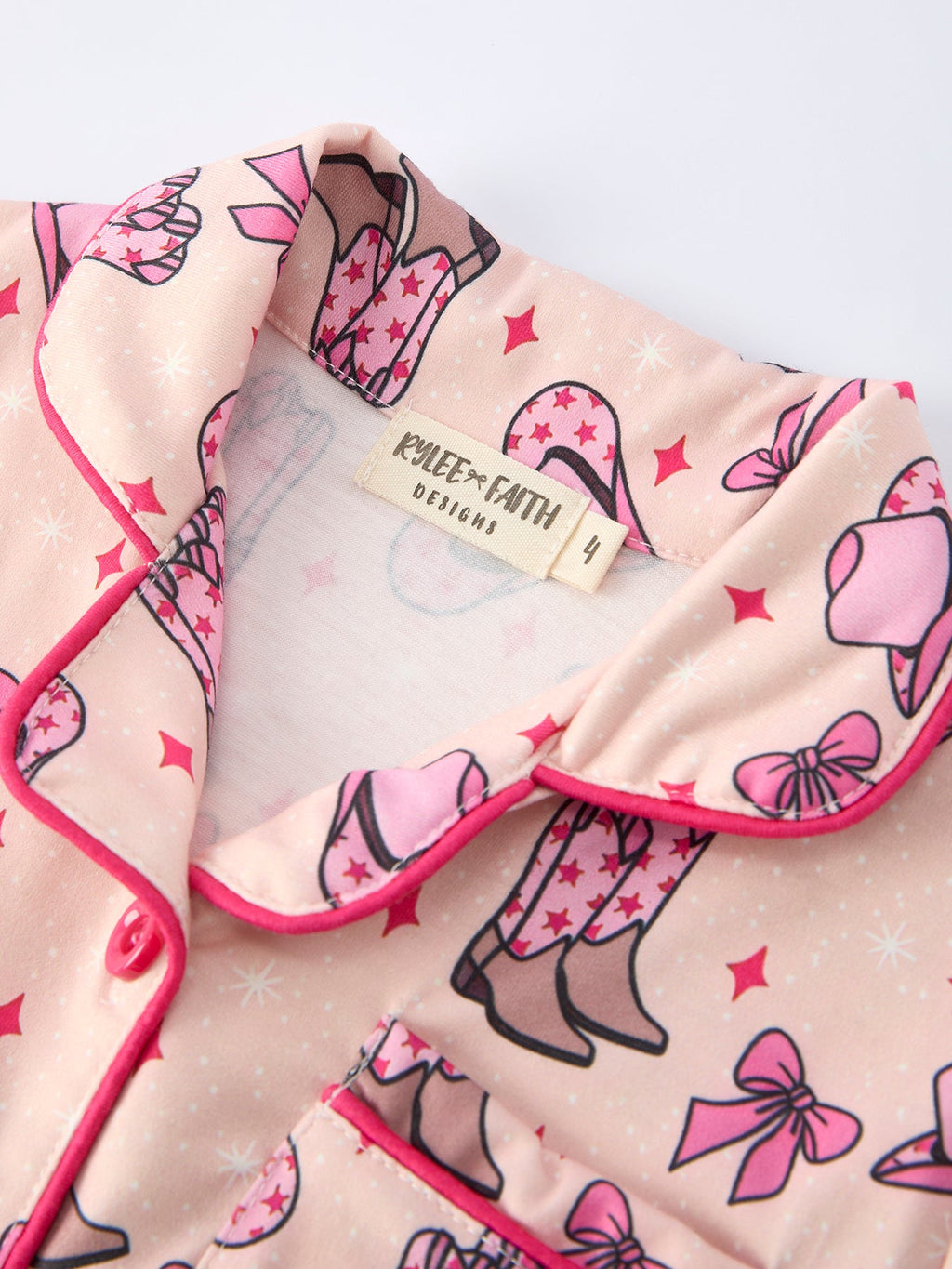 Mommy & Me Pink Cowgirl Print Ruffle Pajama Set