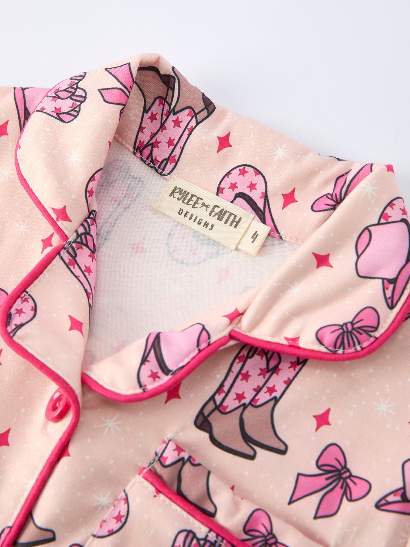 Mommy & Me Pink Cowgirl Print Ruffle Pajama Set