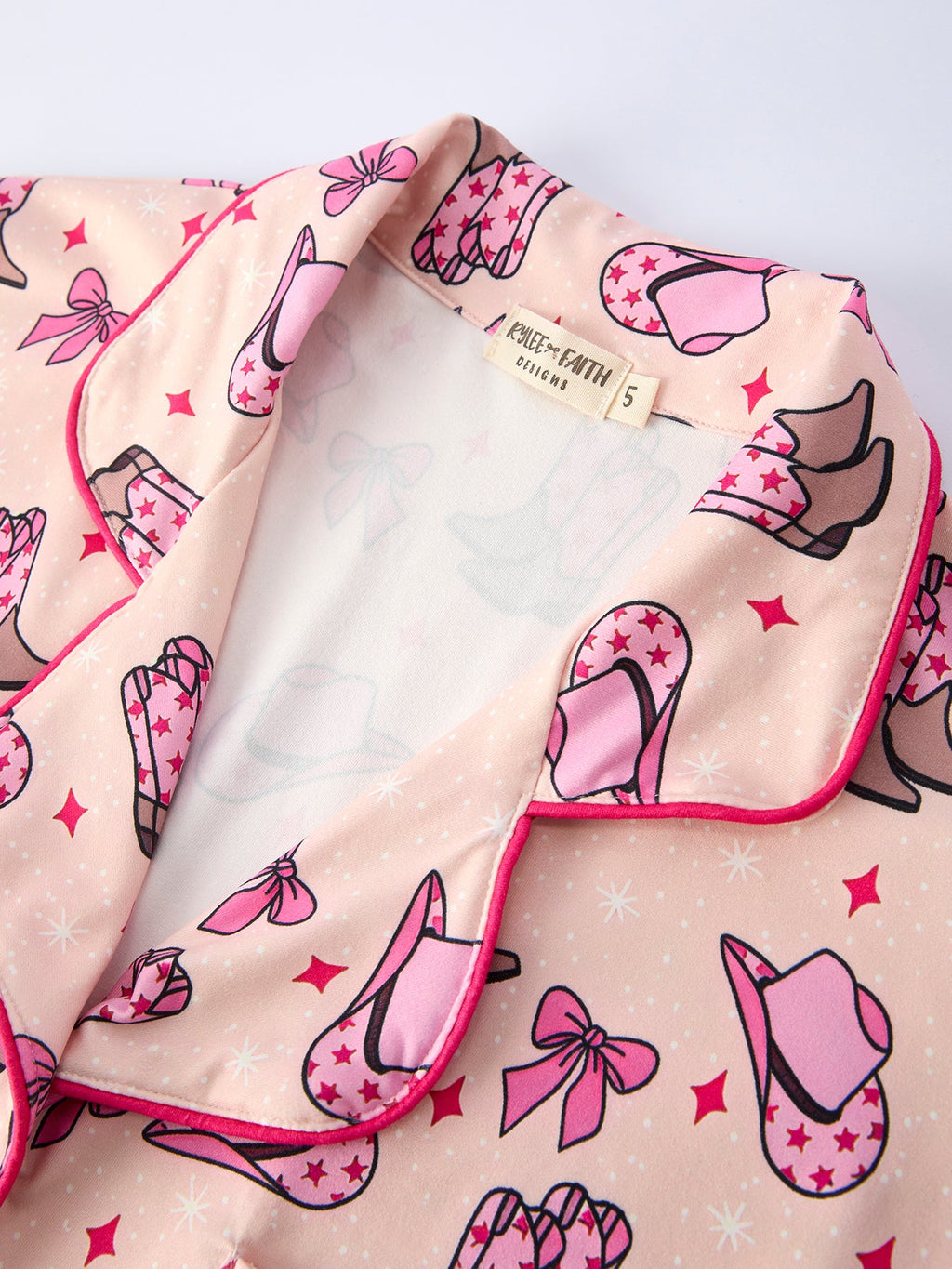 Mommy & Me Pink Cowgirl Print Ruffle Pajama Set