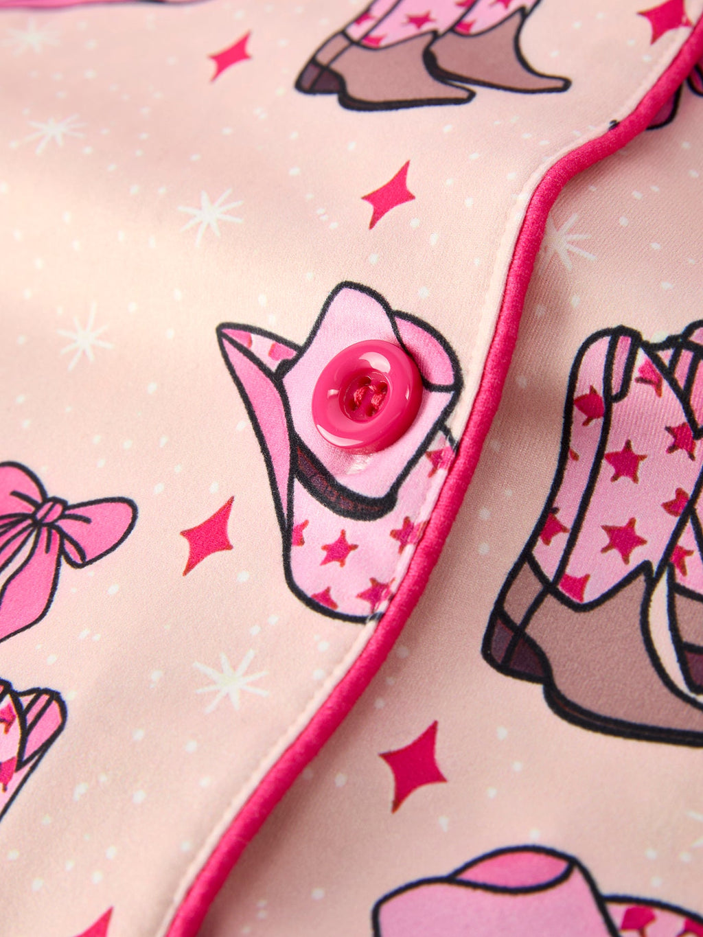Mommy & Me Pink Cowgirl Print Ruffle Pajama Set