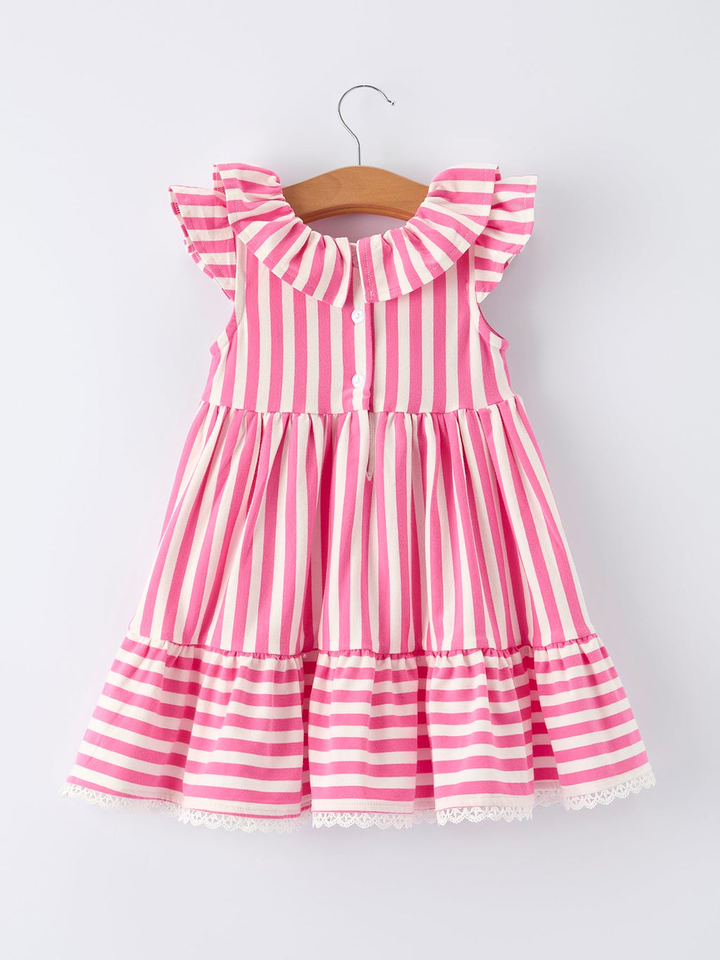 Madeline - Spring Pink Striped Girls' Dress with Hat