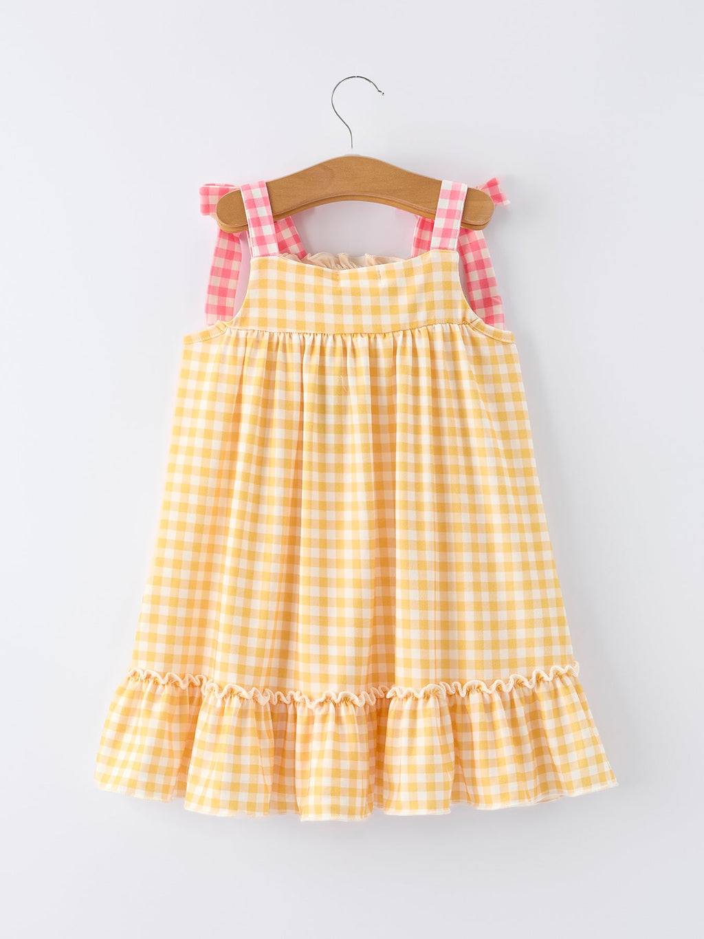 Carlyn - Fish Embroidery Plaid Girls' Dress
