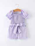 Reign - Spring Purple Short-sleeved Girls Jumpsuit