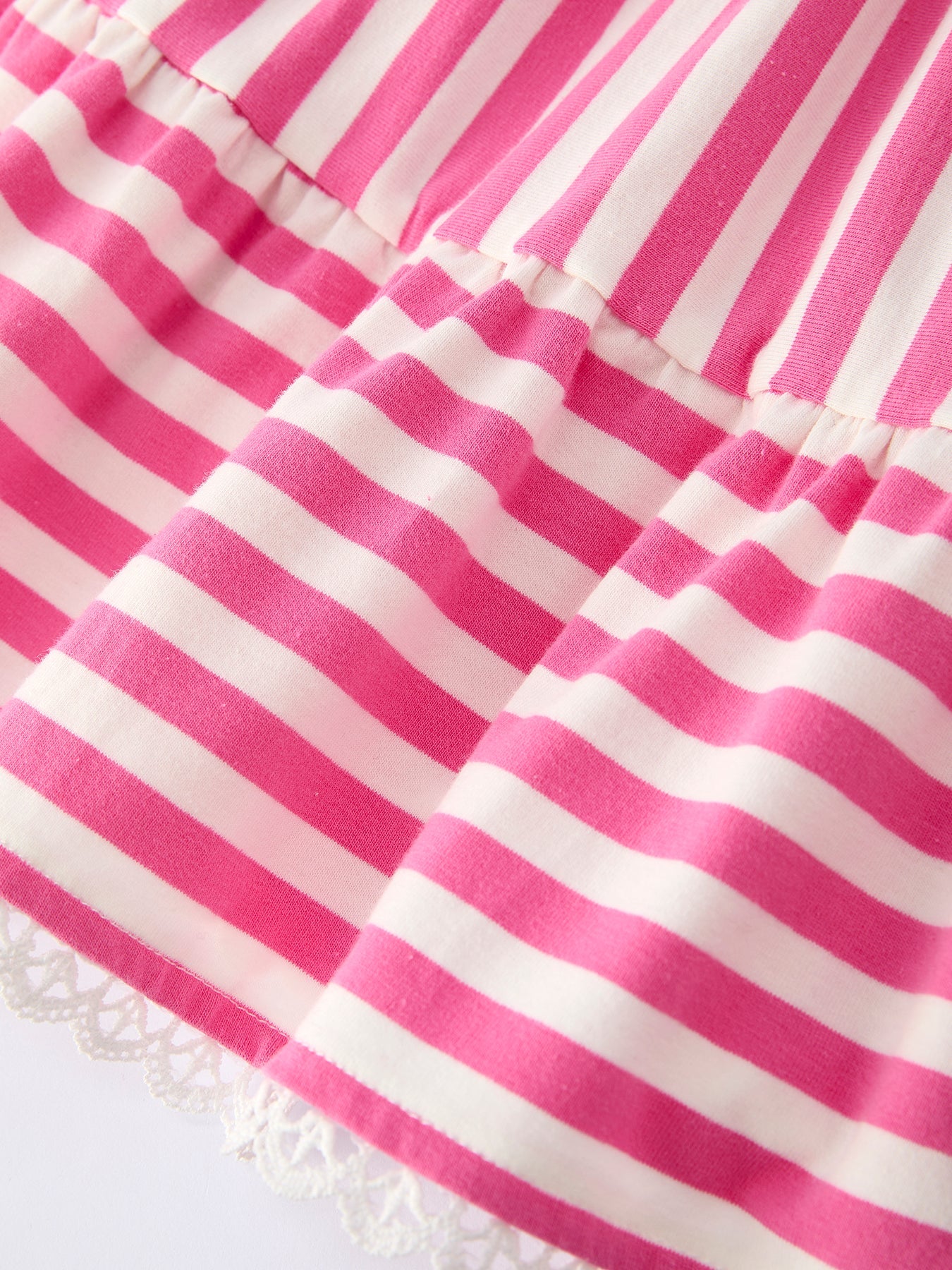 Madeline - Spring Pink Striped Girls' Dress with Hat