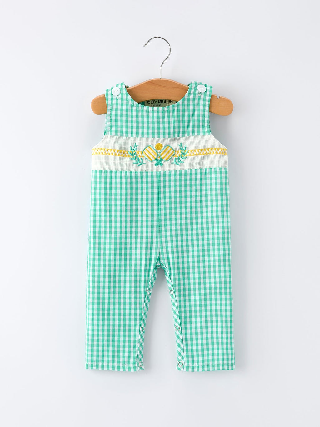 Asher - Pickle Ball Embroidered Green Baby Boy’s Romper