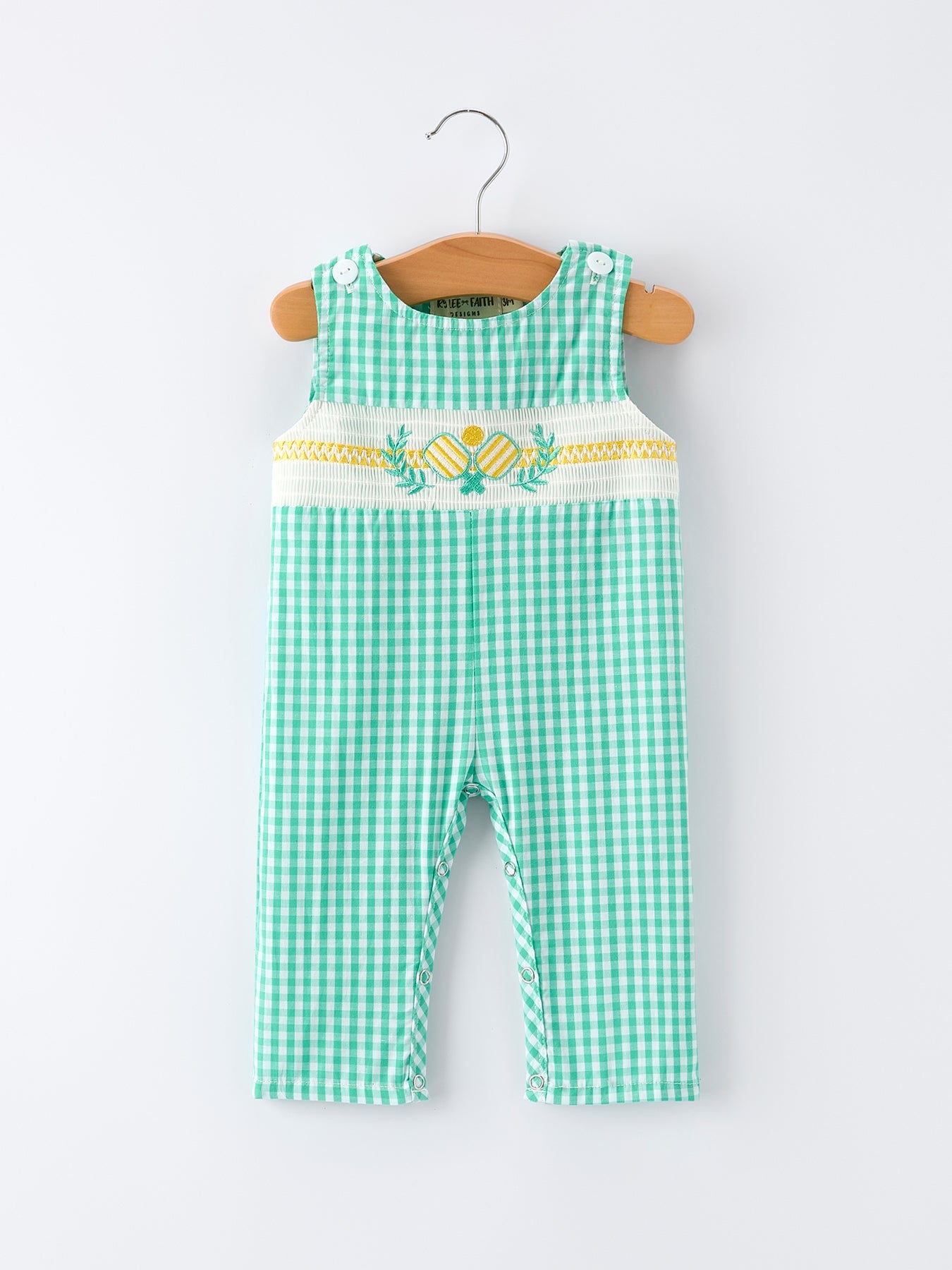 Asher - Pickle Ball Embroidered Green Baby Boy’s Romper