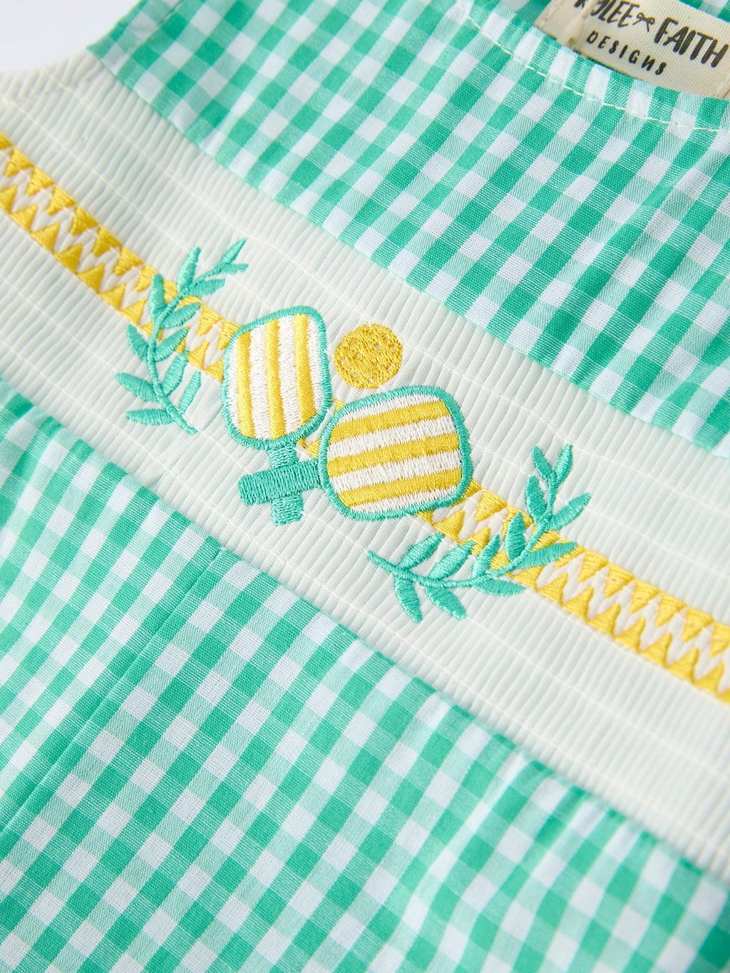 Asher - Pickle Ball Embroidered Green Baby Boy’s Romper