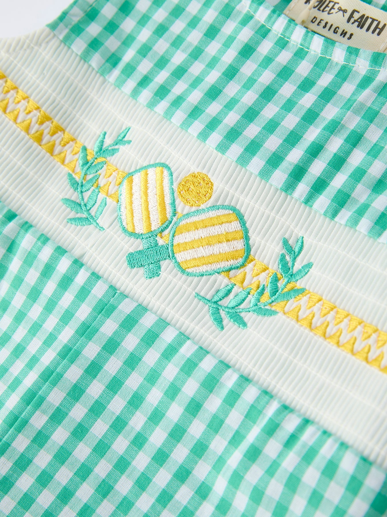 Asher - Pickle Ball Embroidered Green Baby Boy’s Romper