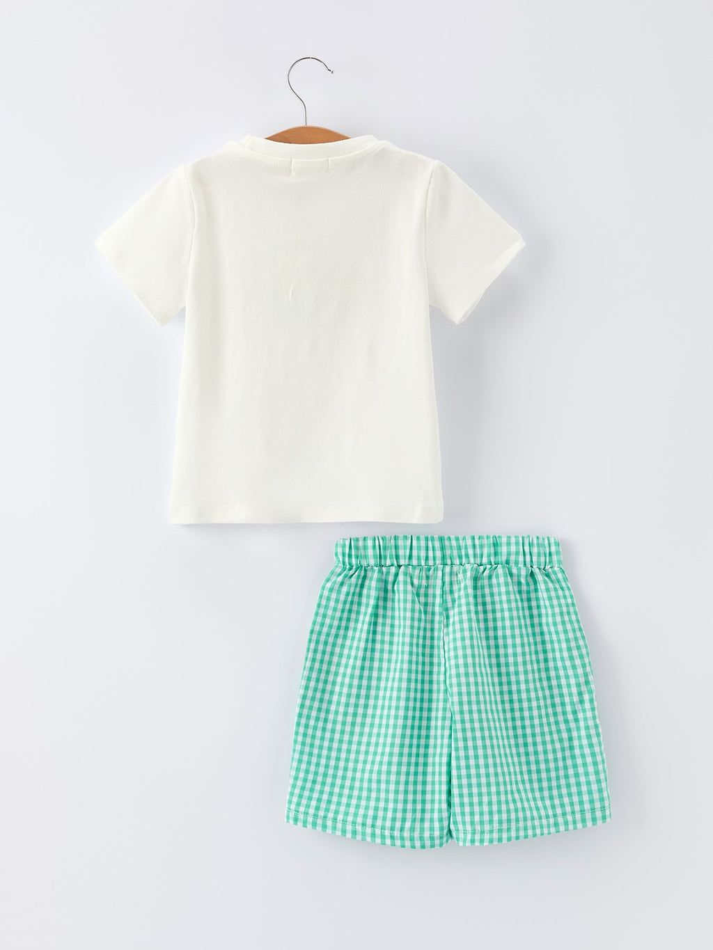 Asher Mini - Pickle Ball Spring Gingham Embroidered Green Toddler Boys Shorts Set