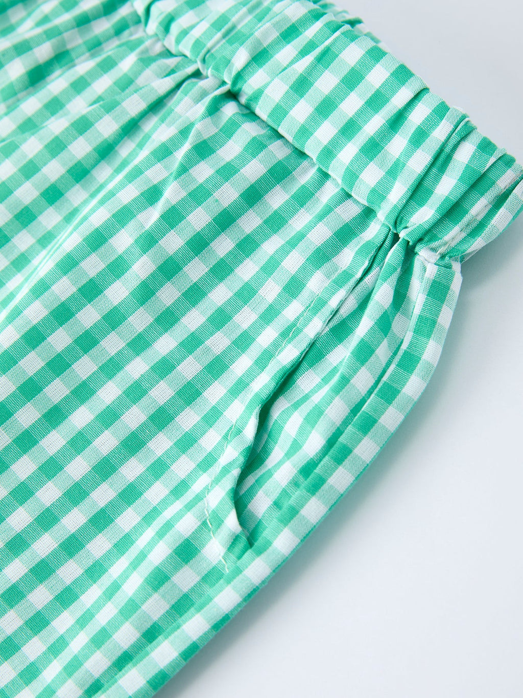Asher Mini - Pickle Ball Spring Gingham Embroidered Green Toddler Boys Shorts Set