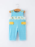 Nolan - Fish Embroidery Plaid Baby Boy Romper