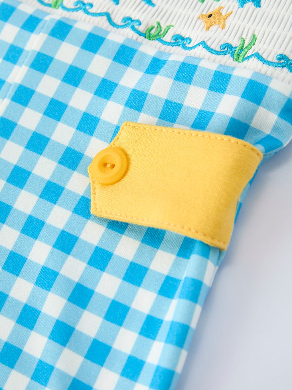 Nolan - Fish Embroidery Plaid Baby Boy Romper