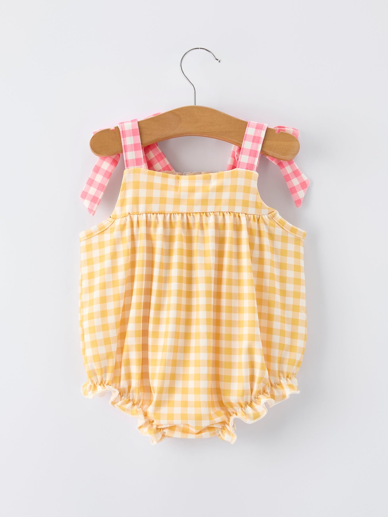 Carlyn Mini - Fish Embroidery Plaid Baby Girl Romper