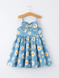 Adrienne - Spring Daisy Girls' Blue Denim Dress