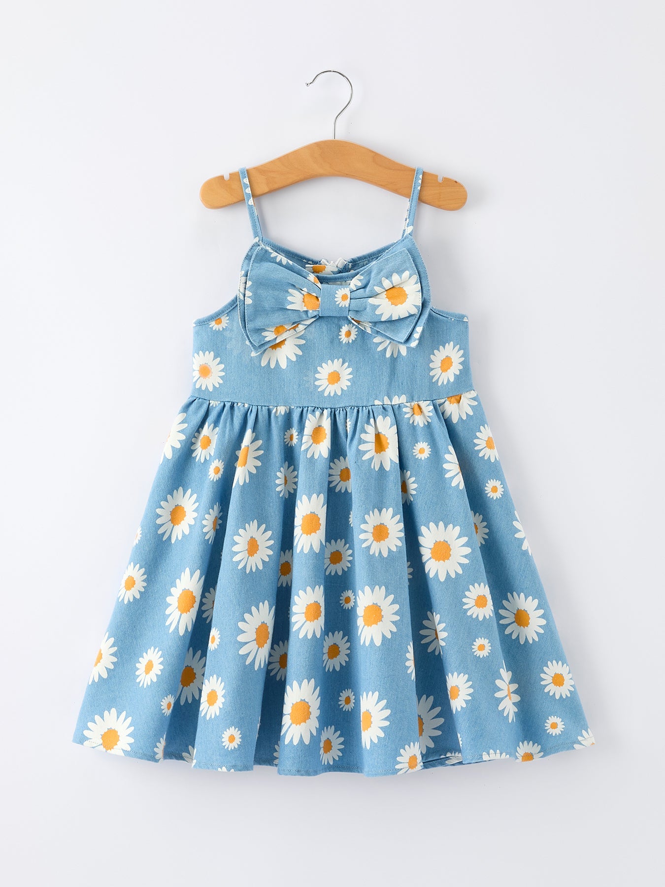 Adrienne - Spring Daisy Girls' Blue Denim Dress