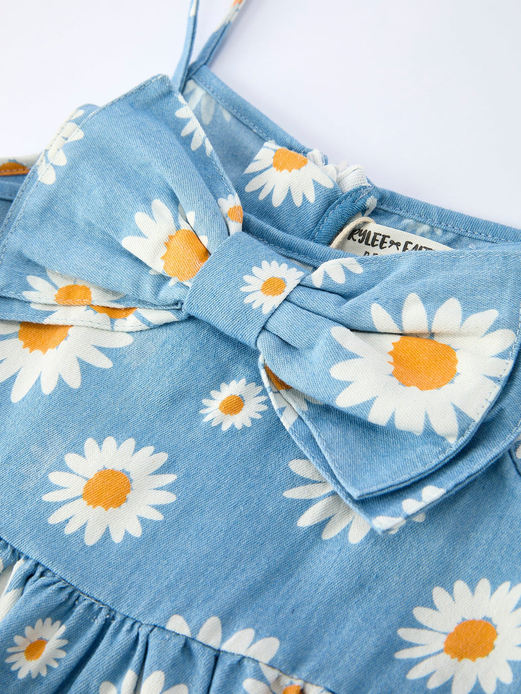 Adrienne - Spring Daisy Girls' Blue Denim Dress