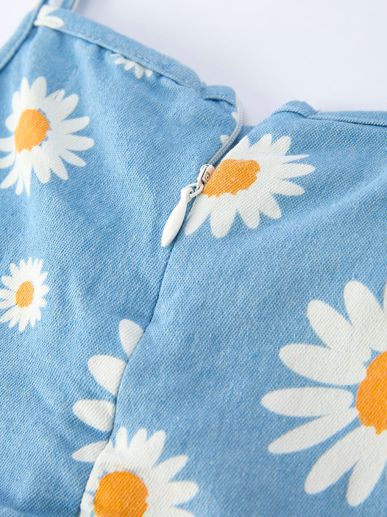 Adrienne - Spring Daisy Girls' Blue Denim Dress