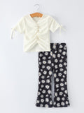 Cadence - Girls' Spring Daisy Set Ruched Tie Sleeve