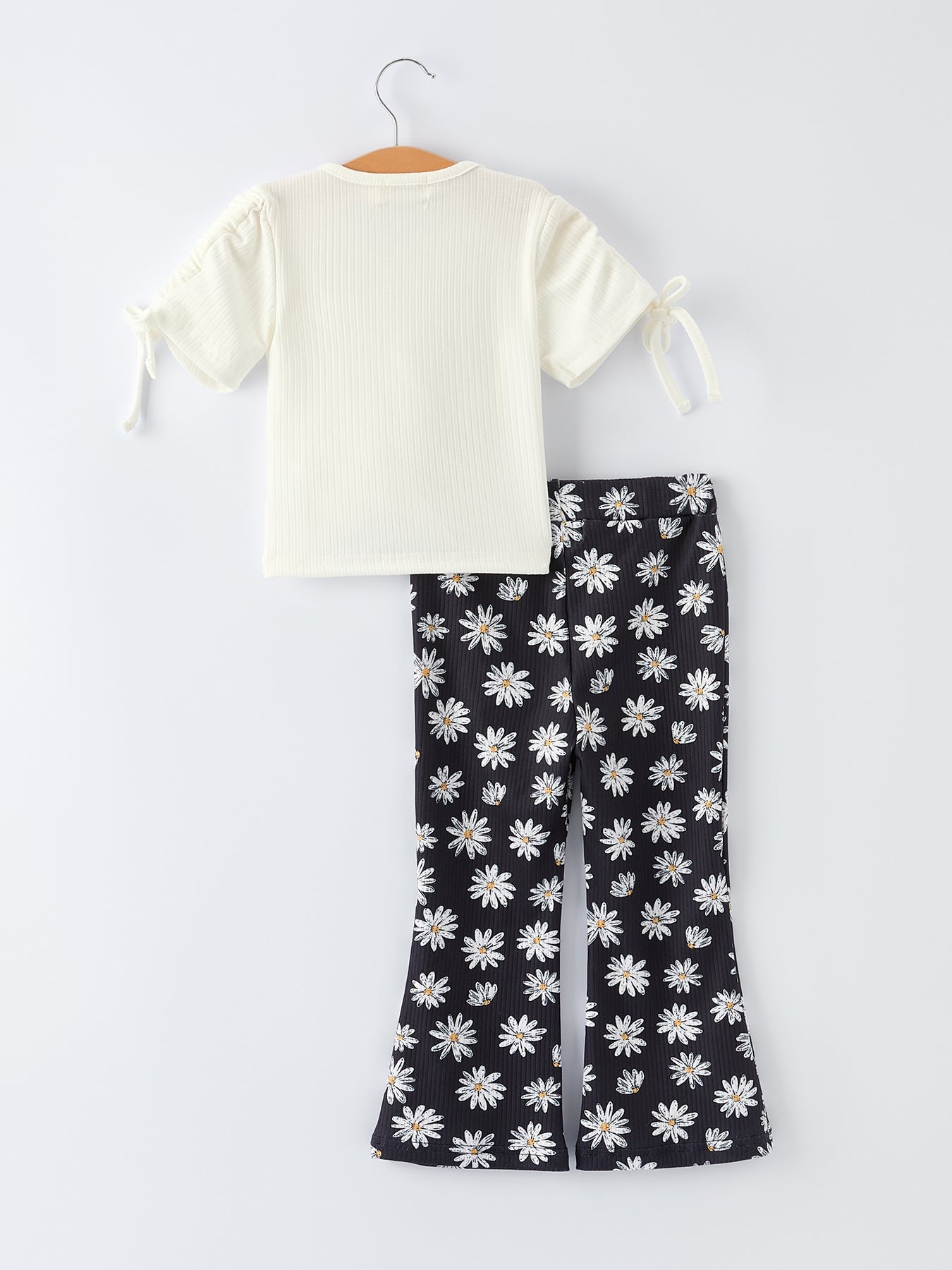 Cadence - Girls' Spring Daisy Set Ruched Tie Sleeve